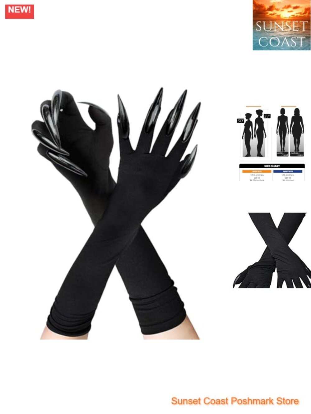 OLYPHAN Cat Claw Gloves Black Costume Accessories for Women Long Nail/Claw